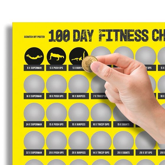 Poster za struganje 100-dnevnog fitness izazova