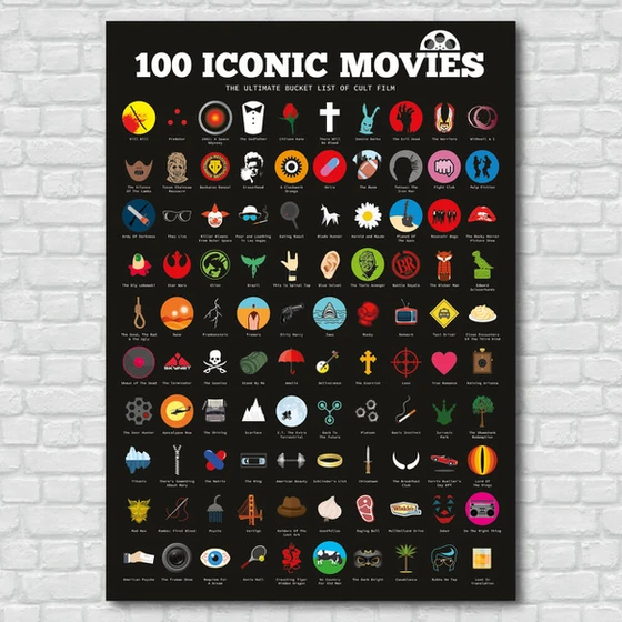 Poster za struganje 100 kultnih filmova